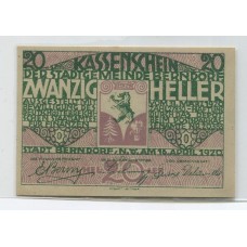 AUSTRIA 1920 BILLETE ESTADO DE KASSENSCHEIN 20 HELLER SIN CIRCULAR, UNC